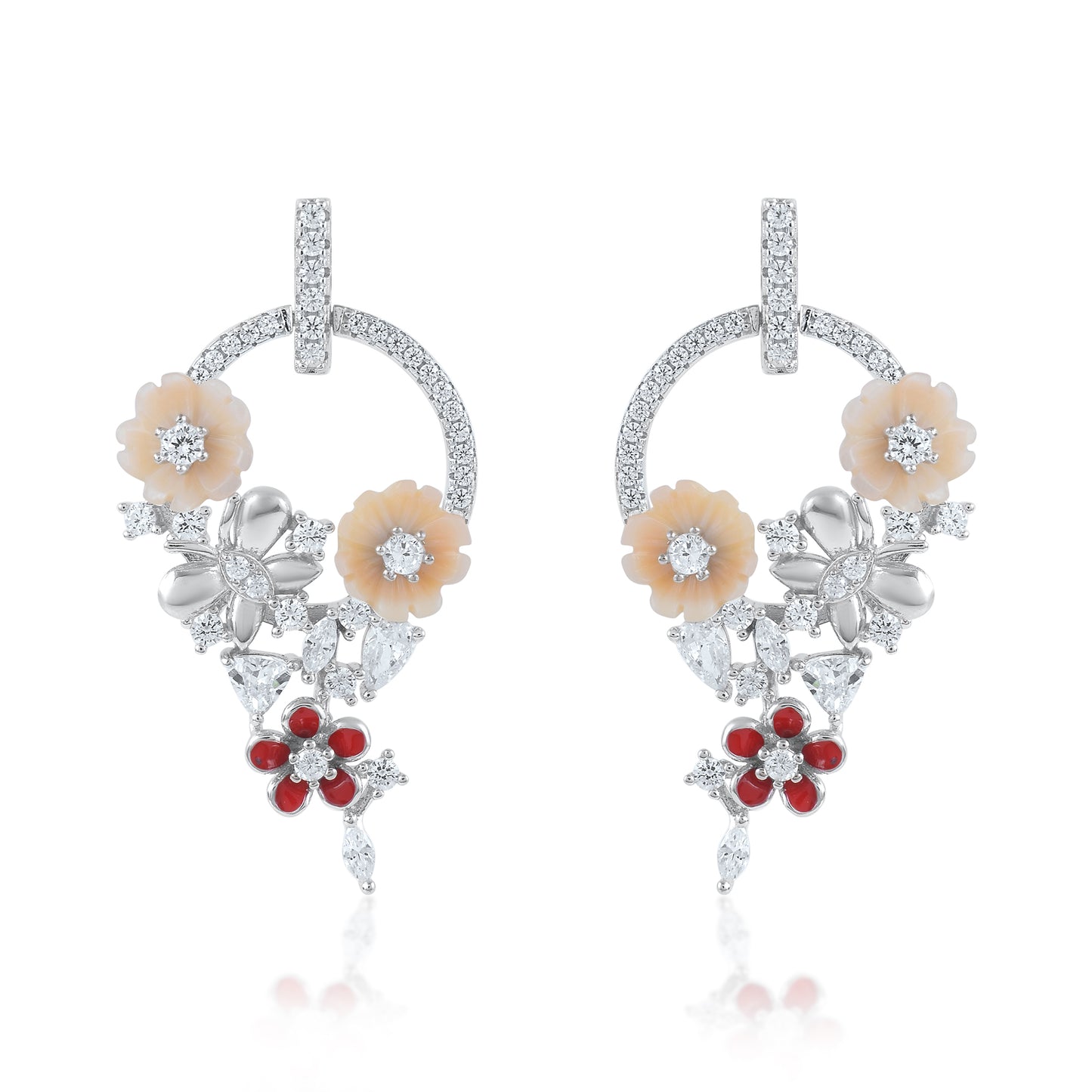 Ariva Silver Garden Charm Hoop Earrings Ariva