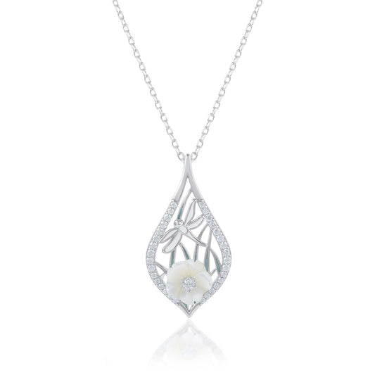 Ariva Silver Leafy Bloom Pendant Necklace Ariva