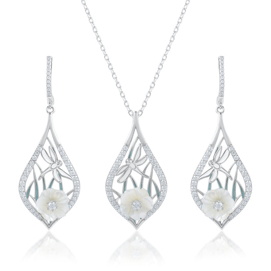 Ariva Silver Leafy Bloom Pendant Set Ariva