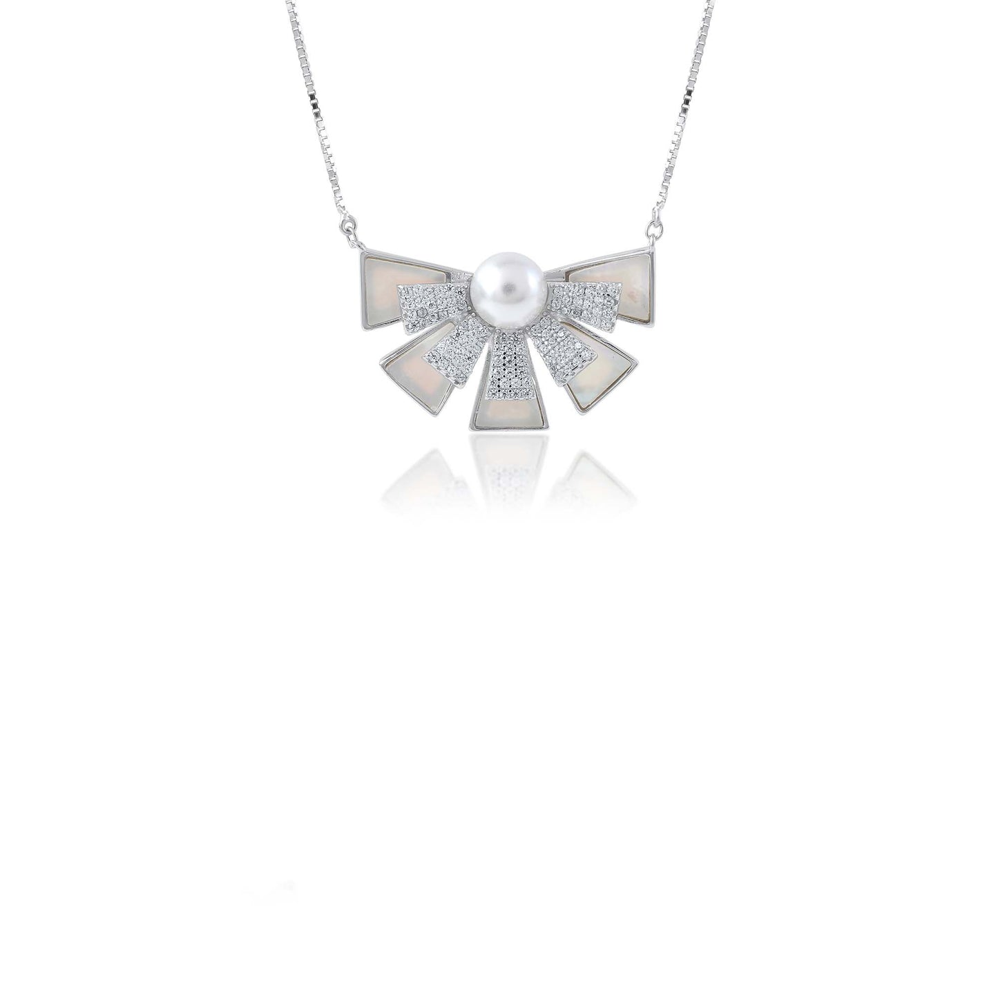 Ariva Silver Pearl Statement Necklace Ariva