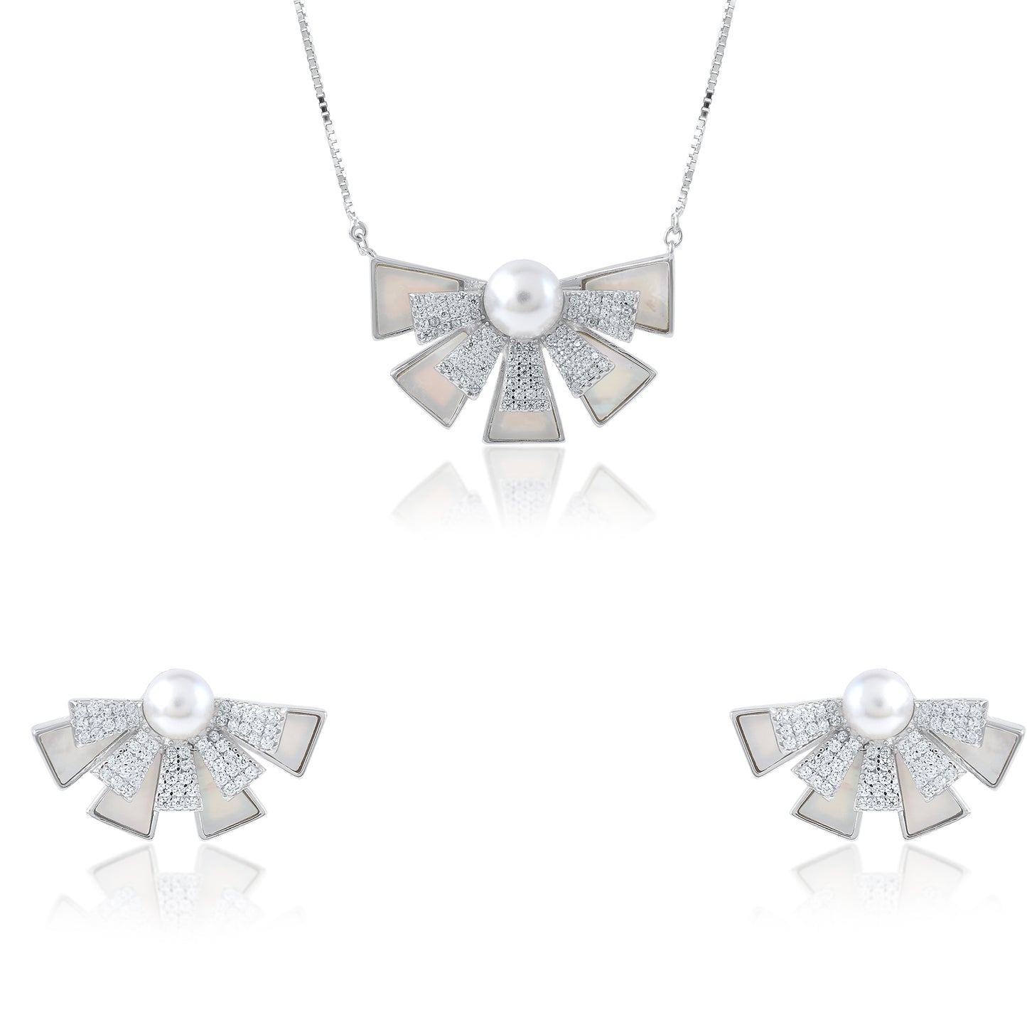 Ariva Silver Pearl Pendant Set Ariva