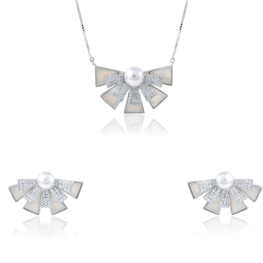 Ariva Silver Pearl Pendant Set Ariva
