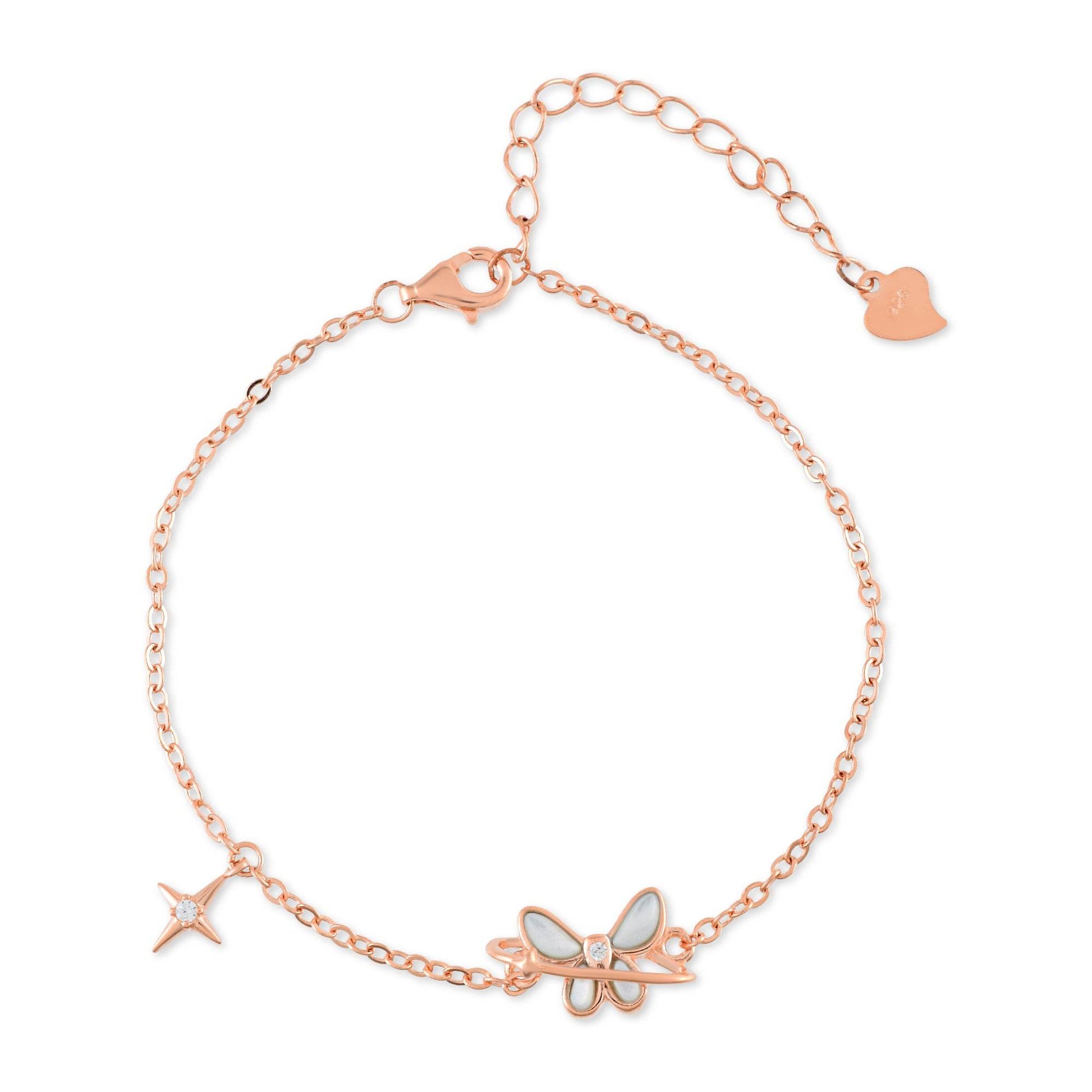 Ariva Silver Rose Gold Butterfly Bracelet - Ariva