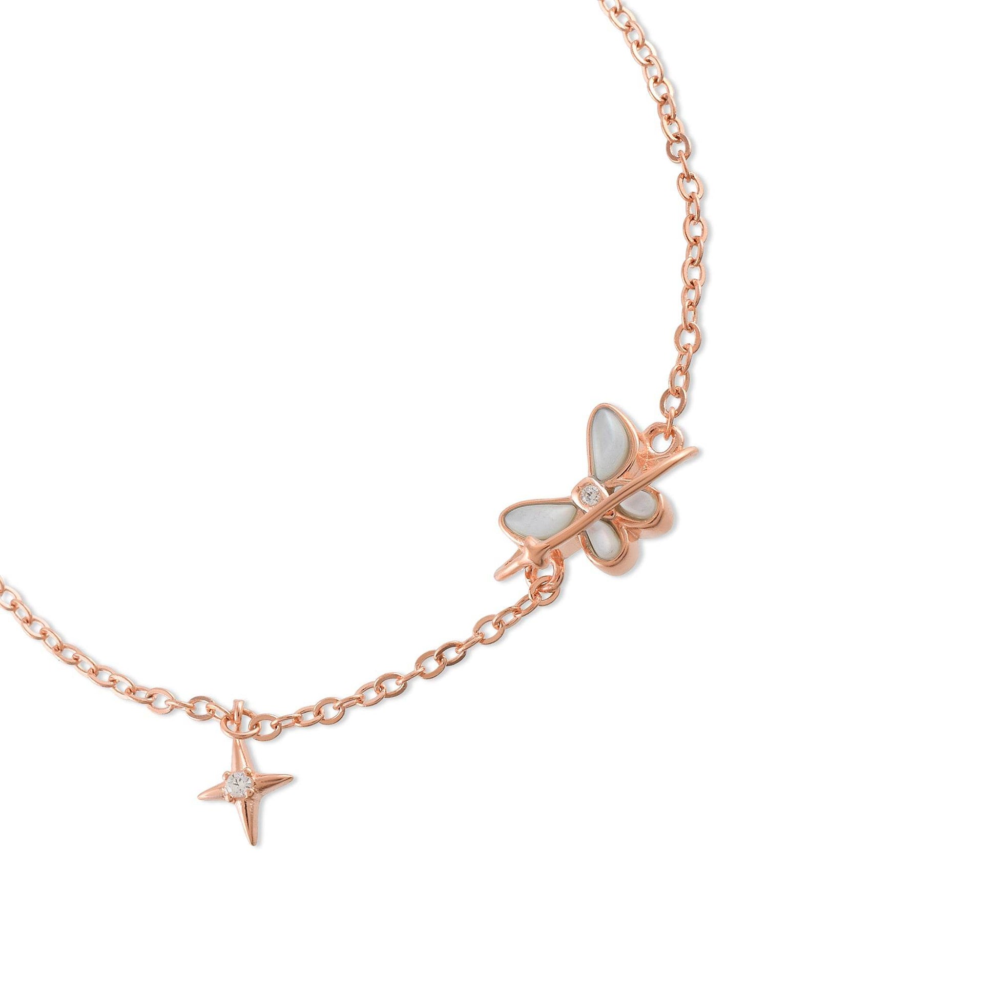 Ariva Silver Rose Gold Butterfly Bracelet - Ariva