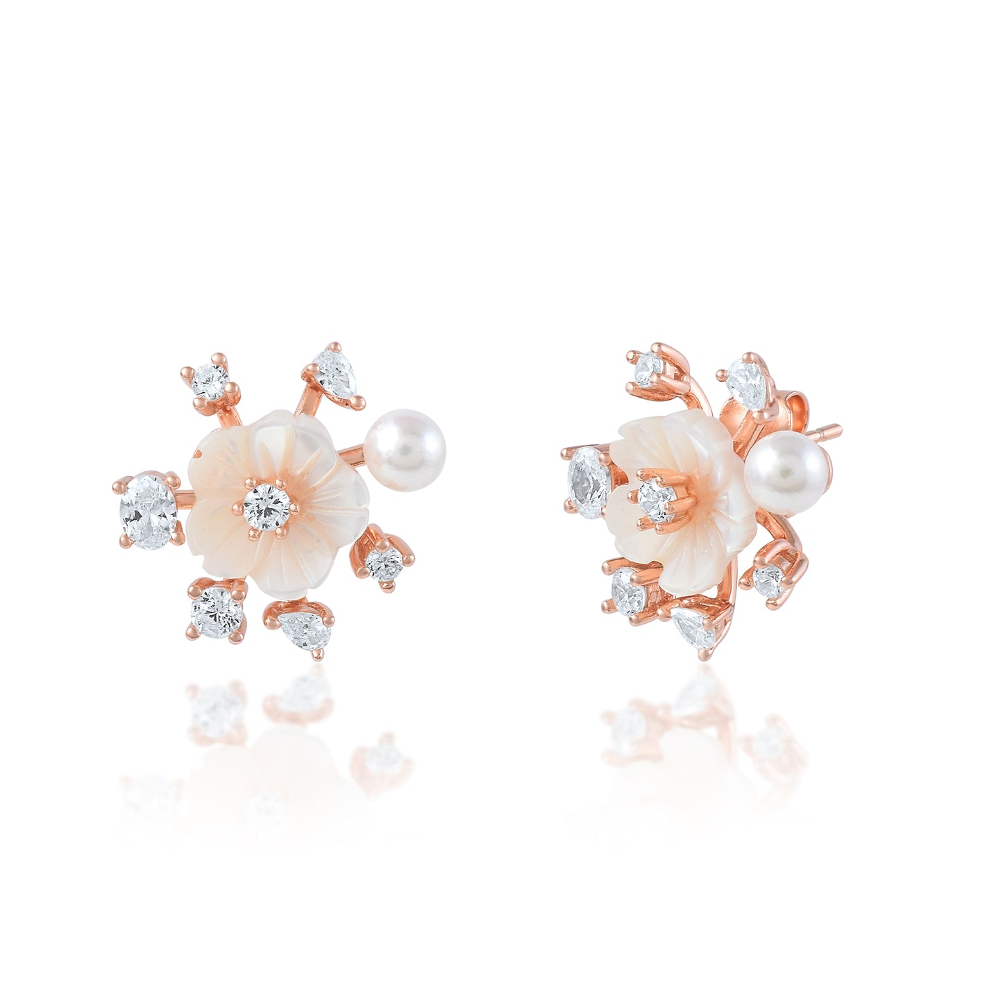 Ariva Rose Gold Floral Pendant Set Ariva