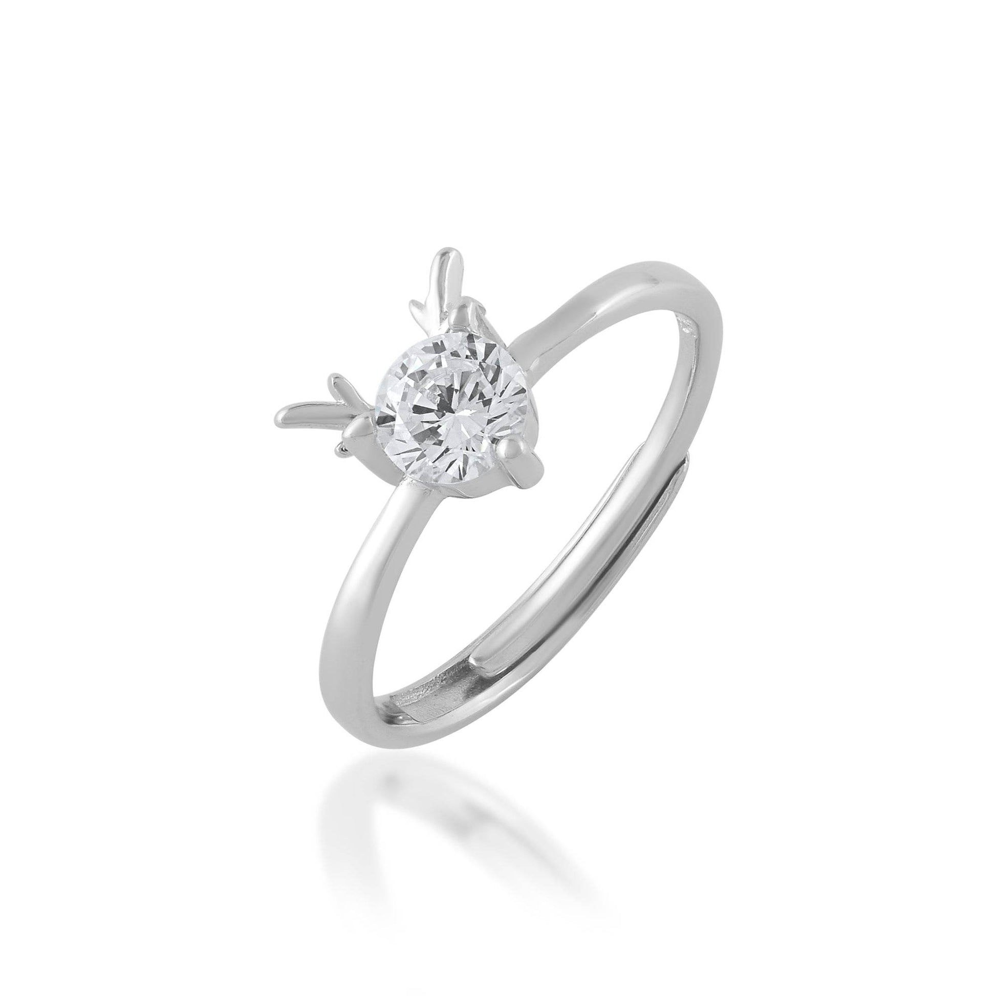 Ariva Silver Fawn Heart Ring - Ariva