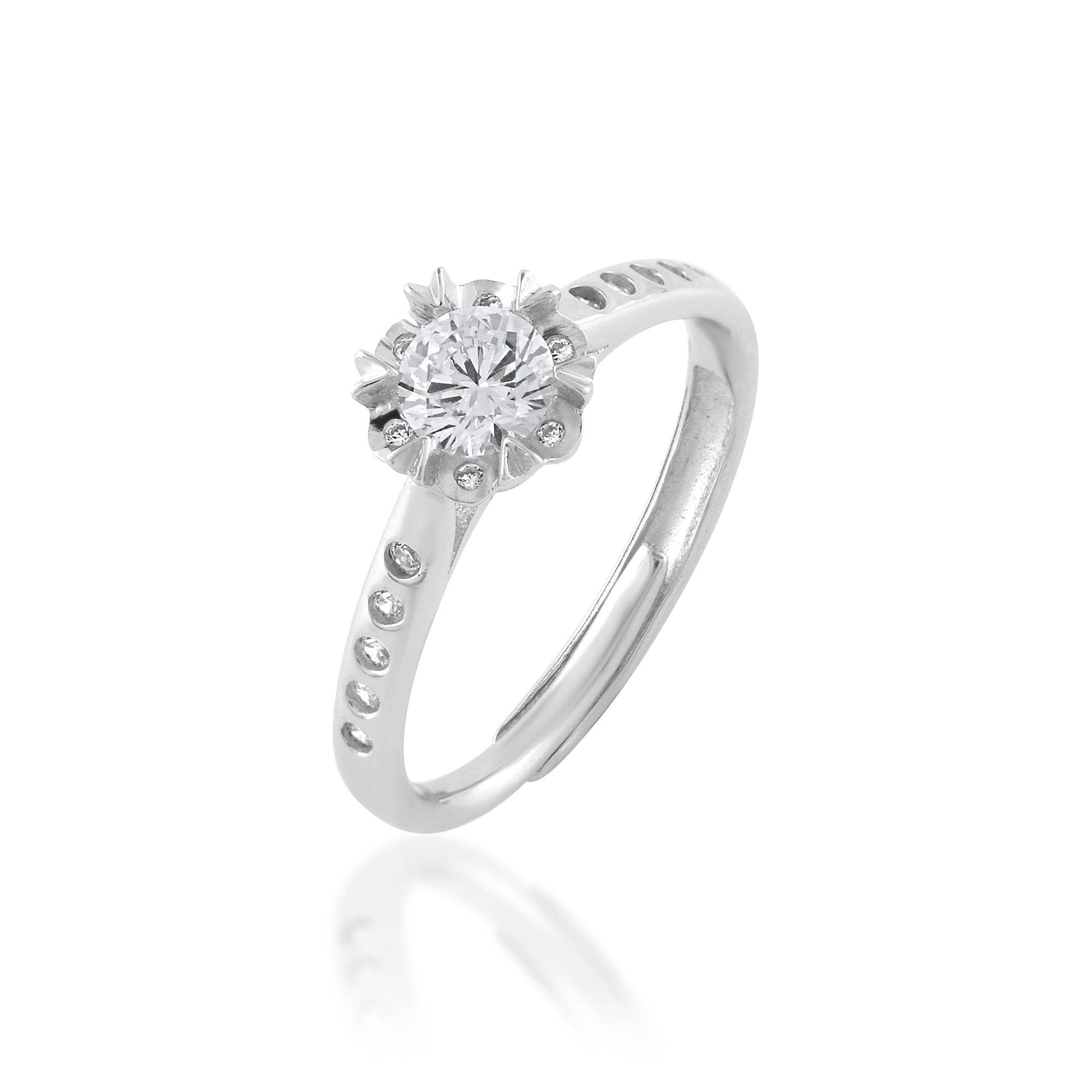 Ariva Silver Flower Engagement Ring - Ariva