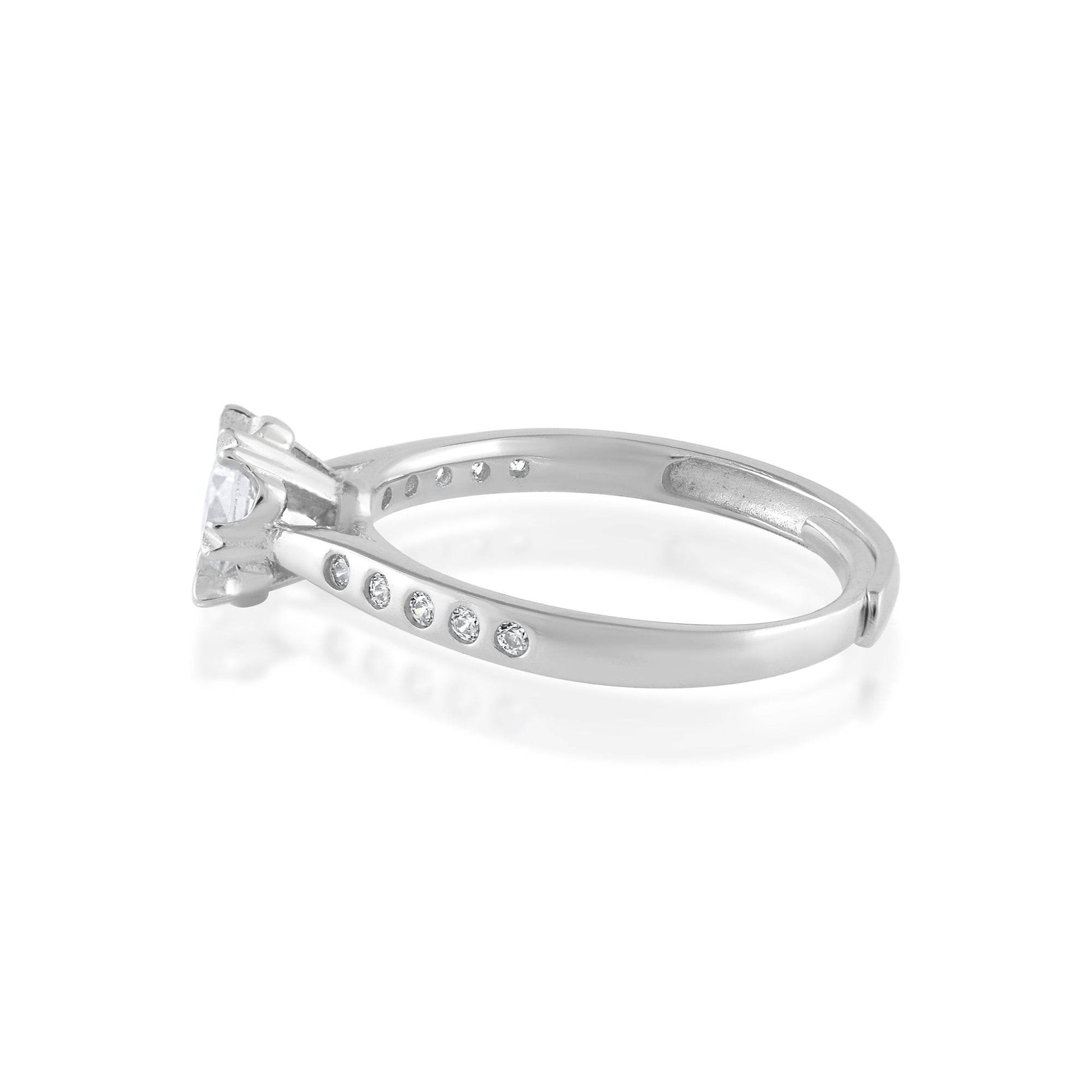 Ariva Silver Flower Engagement Ring - Ariva