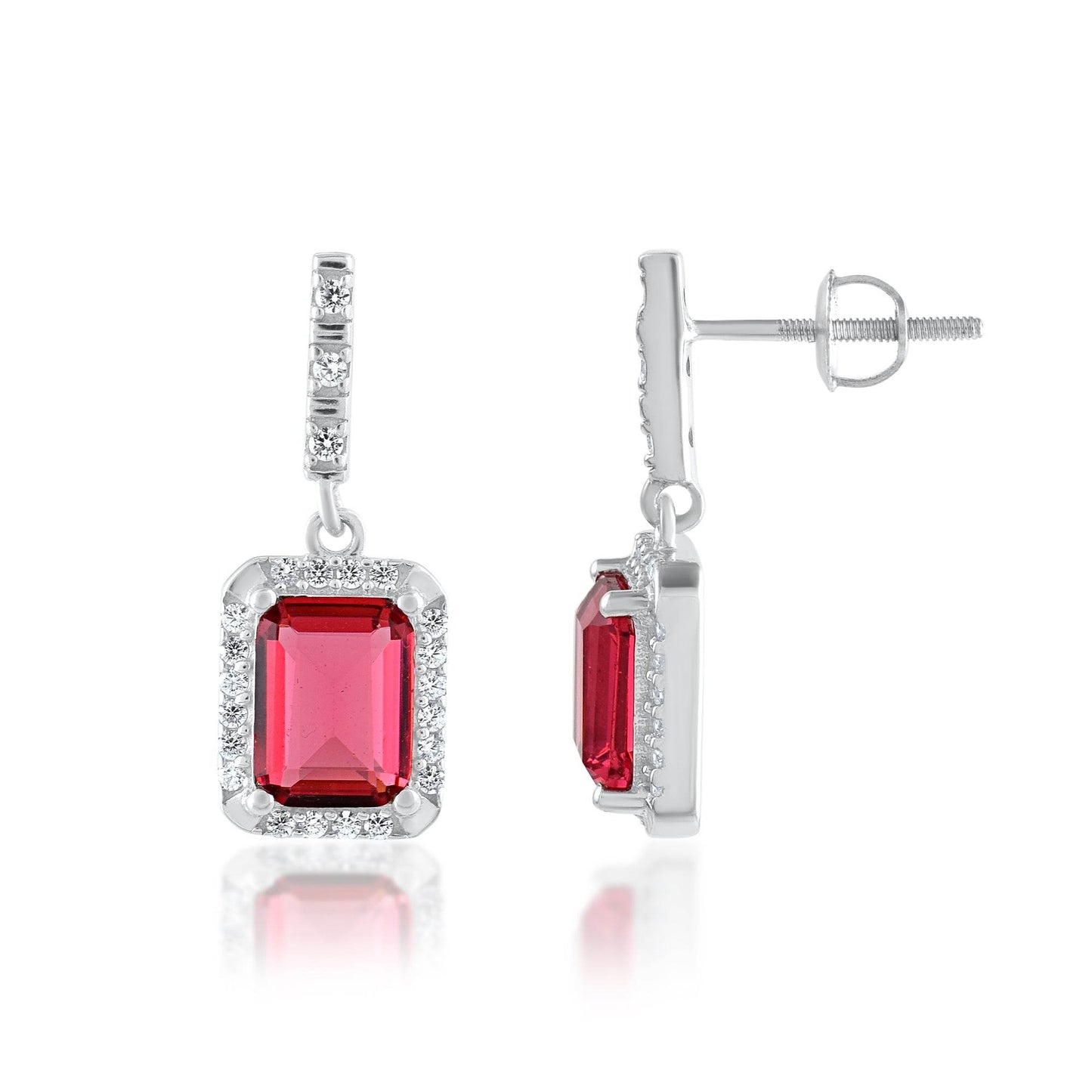 Ariva Silver Red Zircon Earring - Ariva