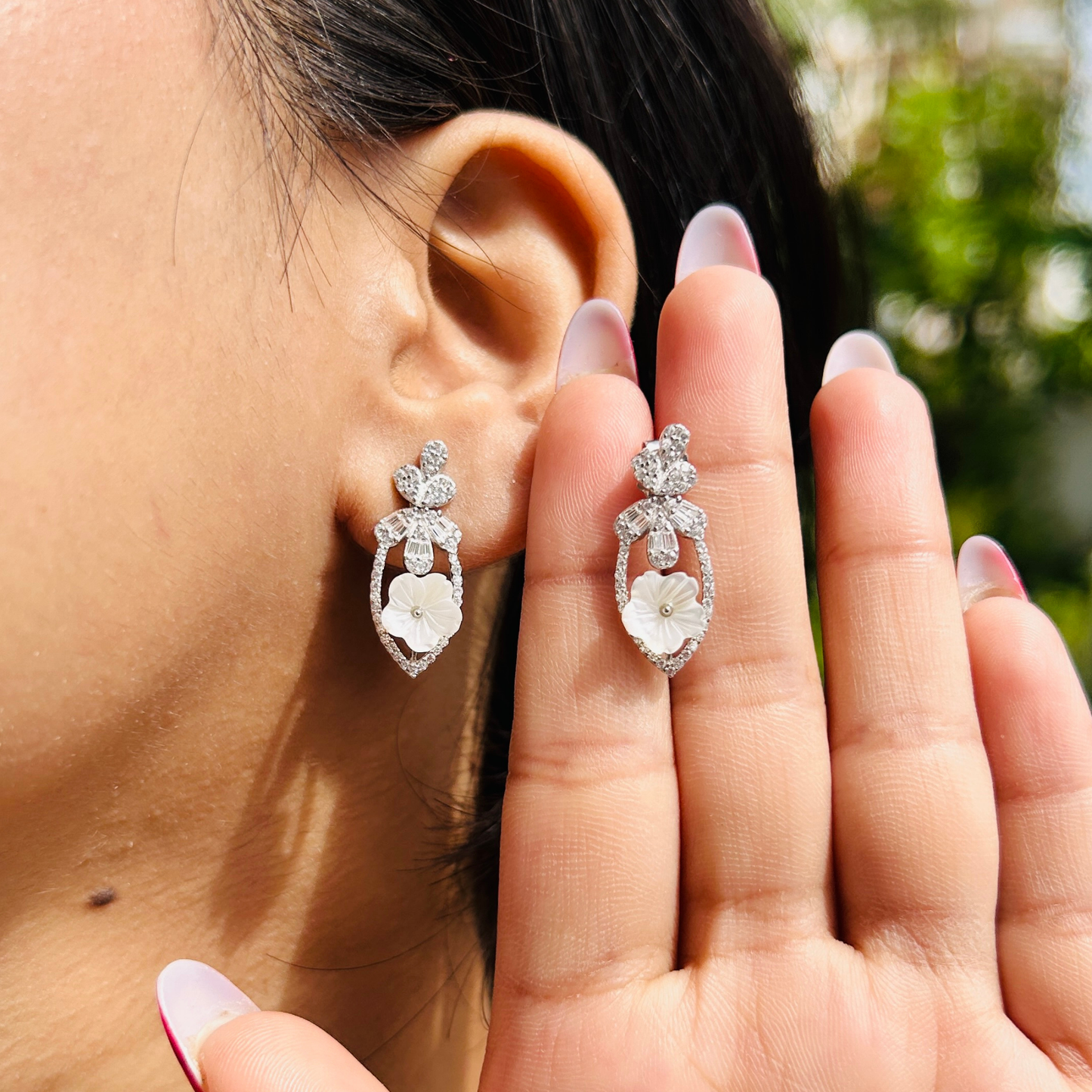 Ariva Silver Blossom Teardrop Earrings Ariva