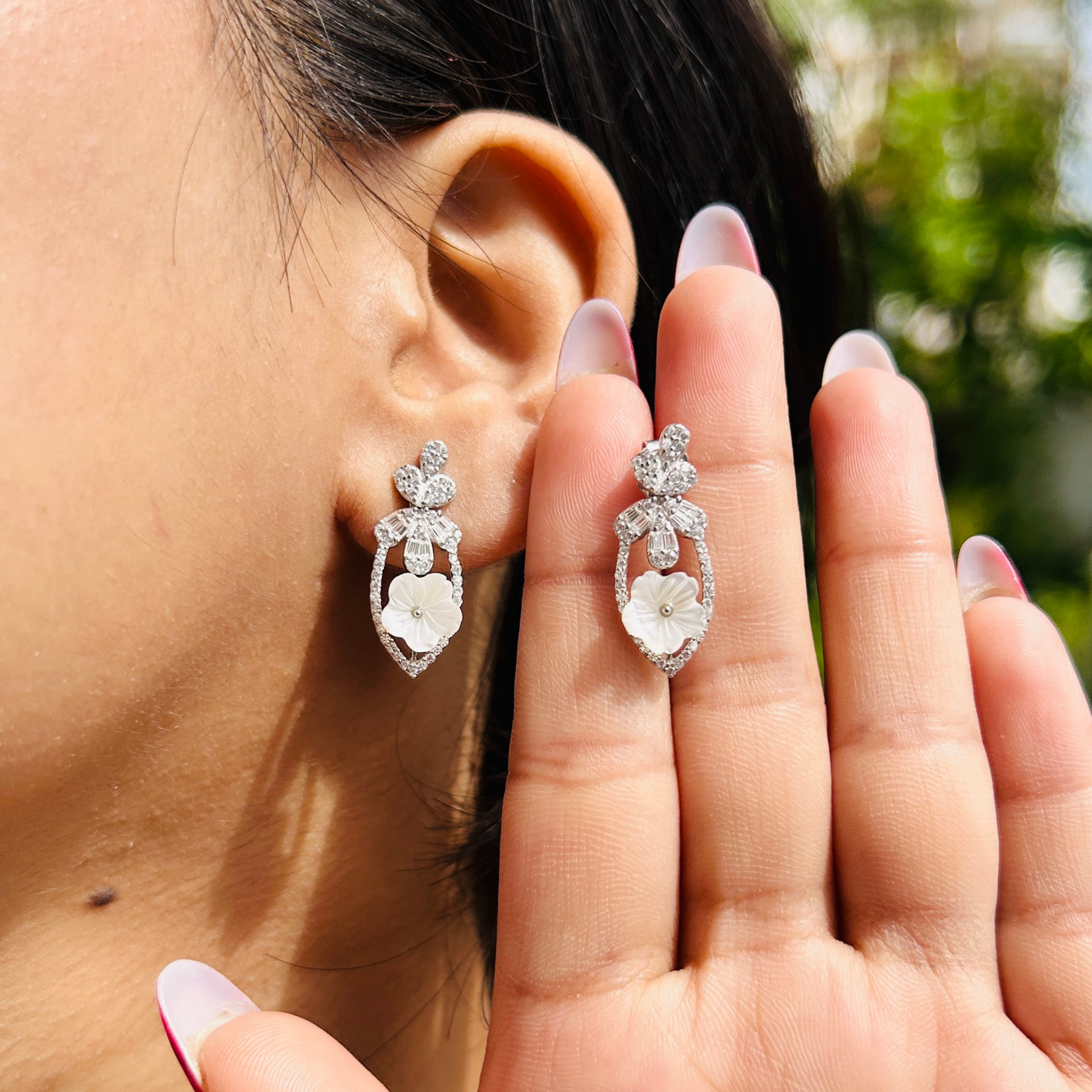 Ariva Silver Blossom Teardrop Earrings Ariva