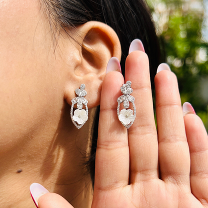 Ariva Silver Blossom Teardrop Earrings Ariva