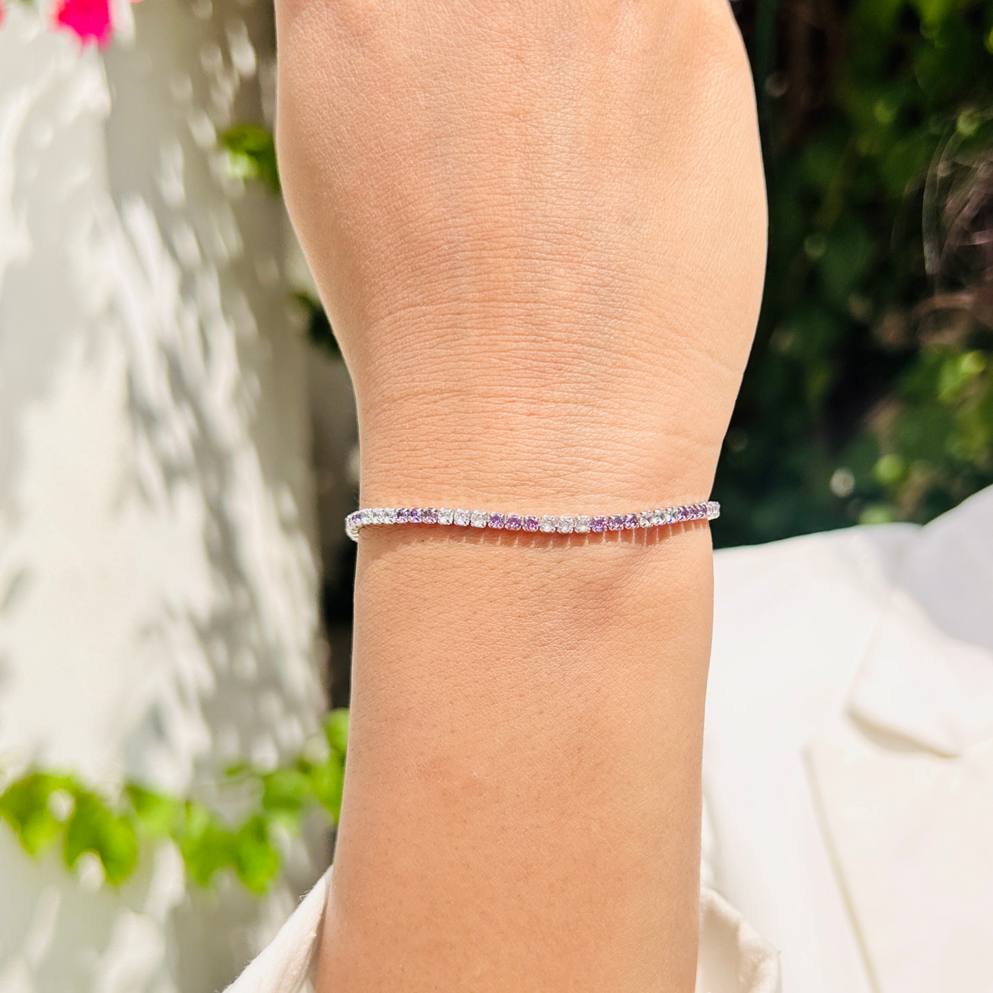 Ariva Silver Lavender Tennis Bracelet Ariva