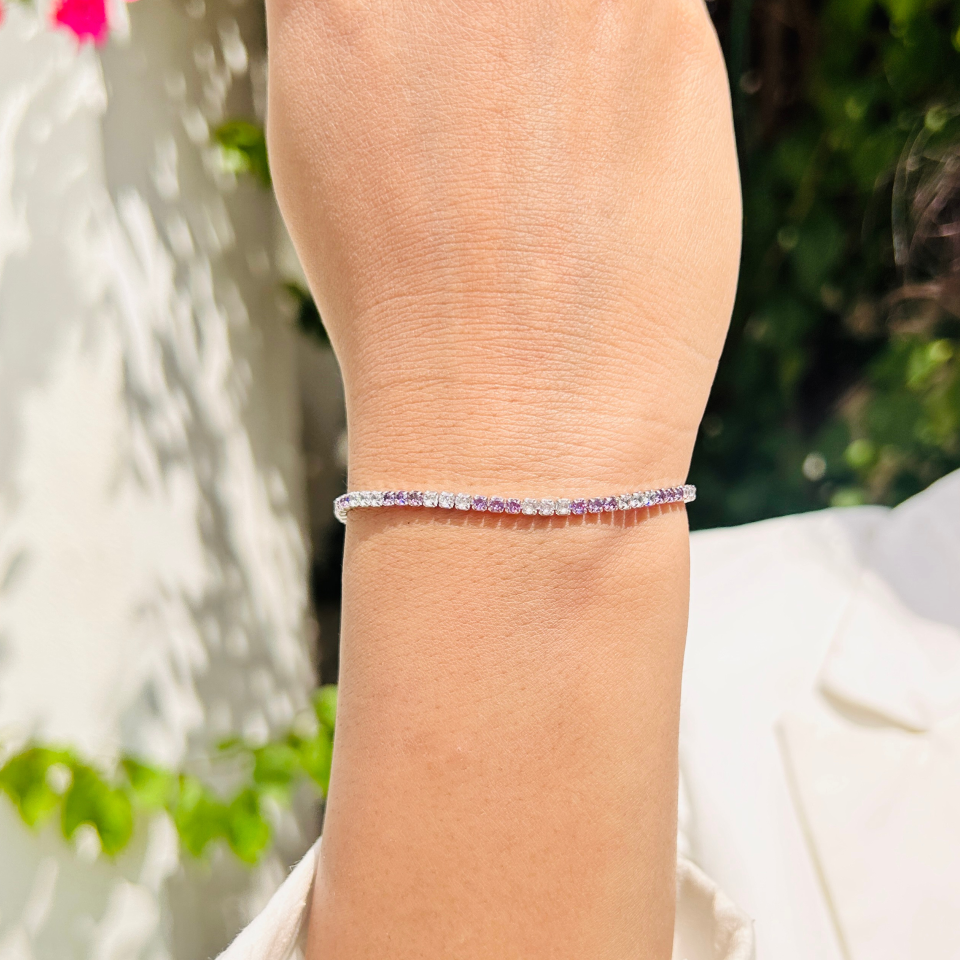 Ariva Silver Lavender Tennis Bracelet Ariva