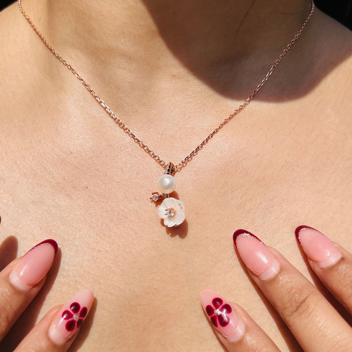 Ariva Silver Rose Gold Blossom Necklace Ariva