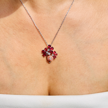 Ariva Silver Pink Blossom Necklace Ariva