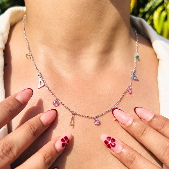 Ariva Silver Prism Charm Necklace Ariva