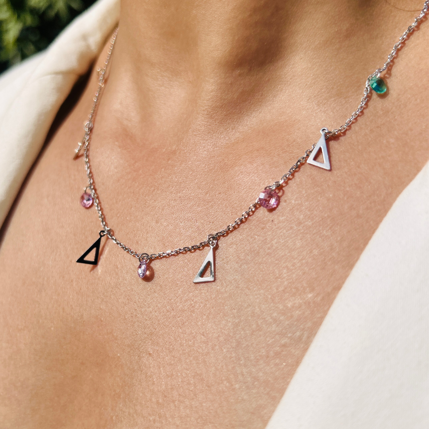 Ariva Silver Prism Charm Necklace Ariva