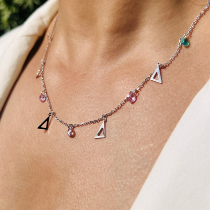 Ariva Silver Prism Charm Necklace Ariva
