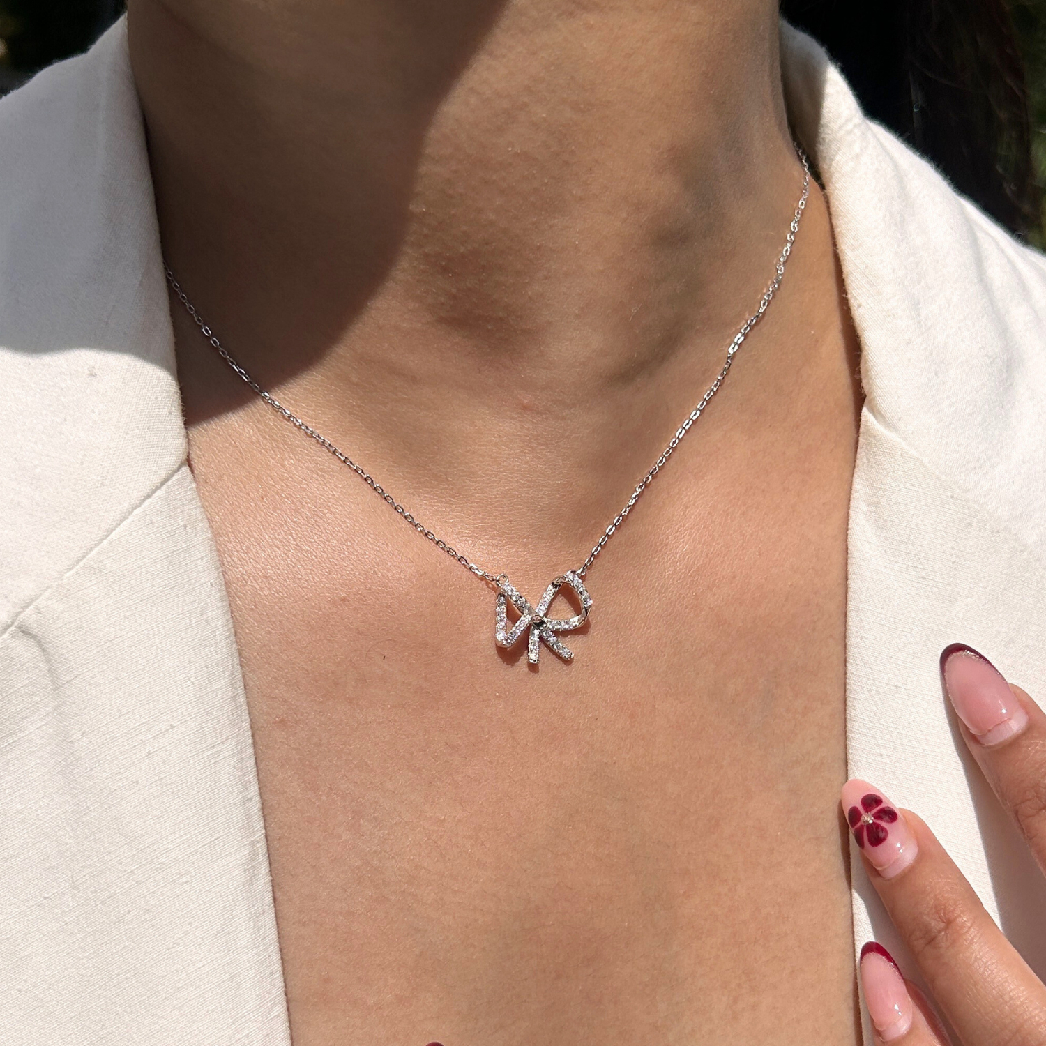 Ariva Silver Grace Bow Necklace Ariva