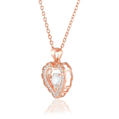Ariva Silver Dancing Heart Rose Gold Pendant with Link Chain - Ariva 