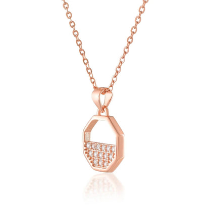 Ariva Silver Rose Gold leaf motifs Pendent with Link Chain - Ariva 