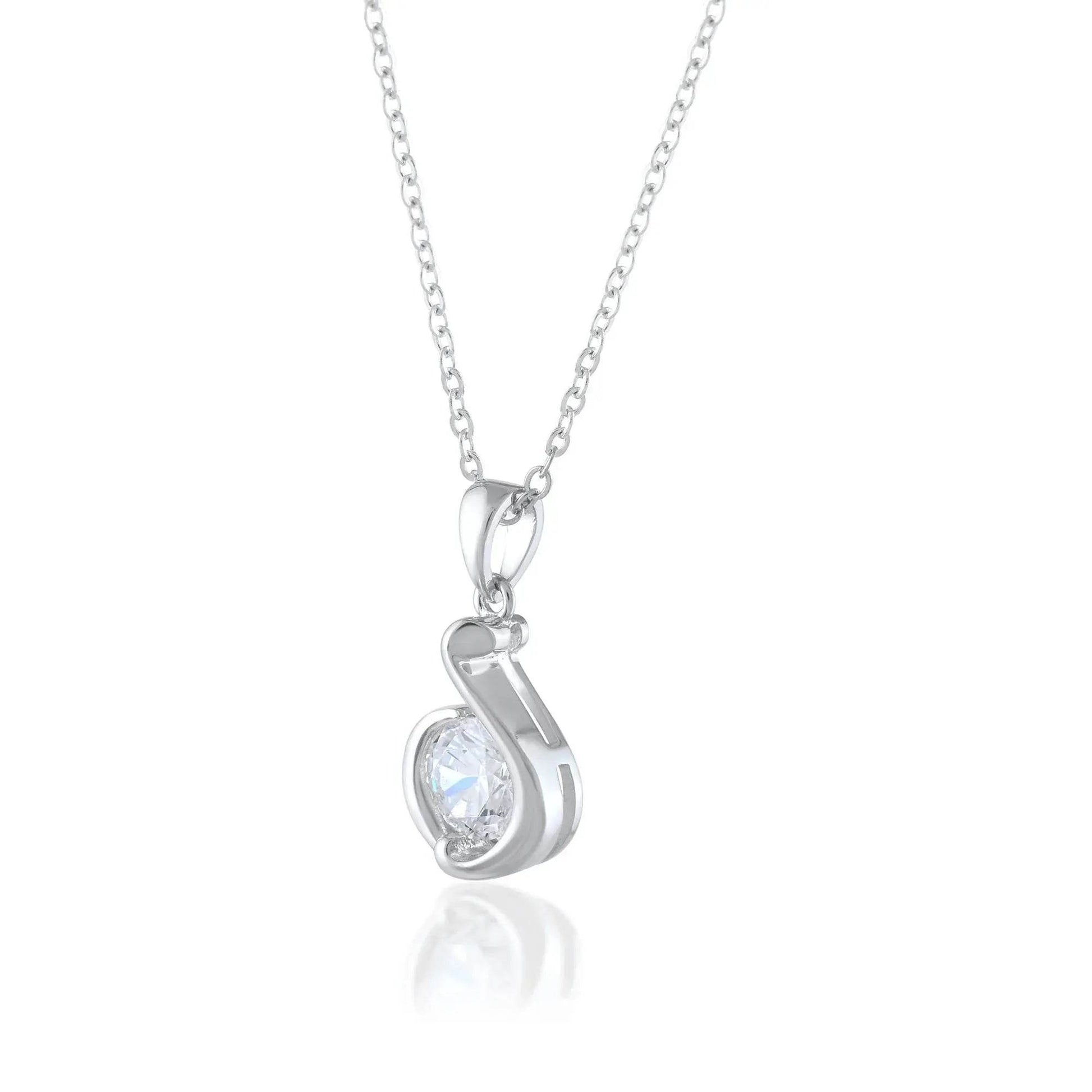 Ariva Silver Zircon Pendant with Link Chain - Ariva 