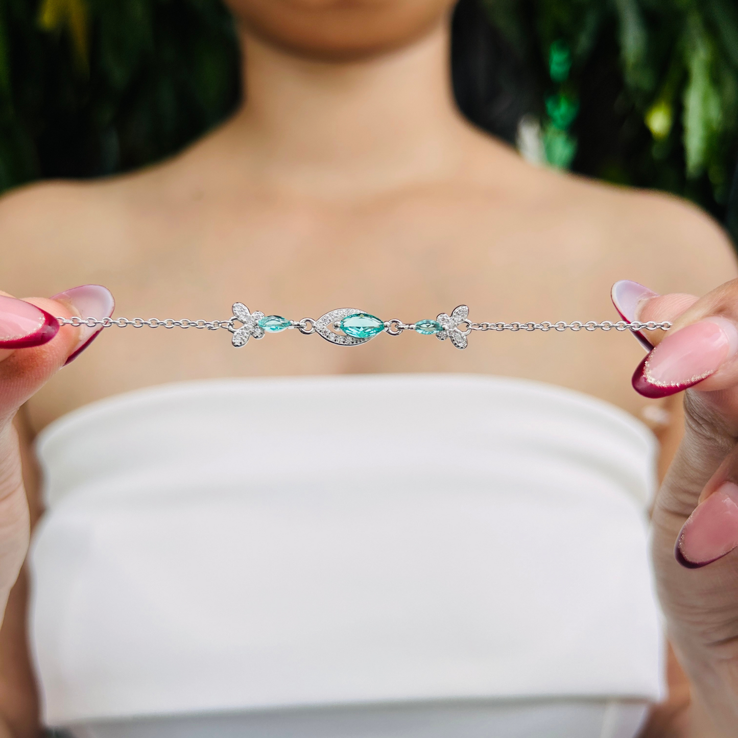 Ariva Silver Aqua Blossom Bracelet Ariva