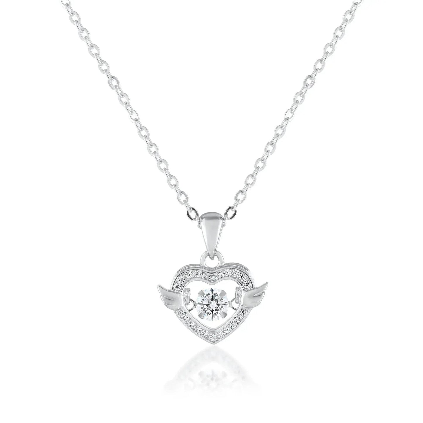 Ariva Silver Dancing Diamond Heart Pendant with Link Chain - Ariva 