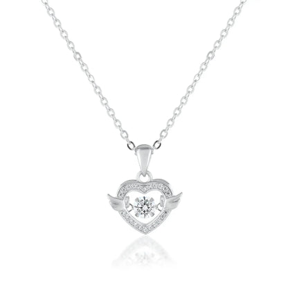 Ariva Silver Dancing Diamond Heart Pendant with Link Chain - Ariva 