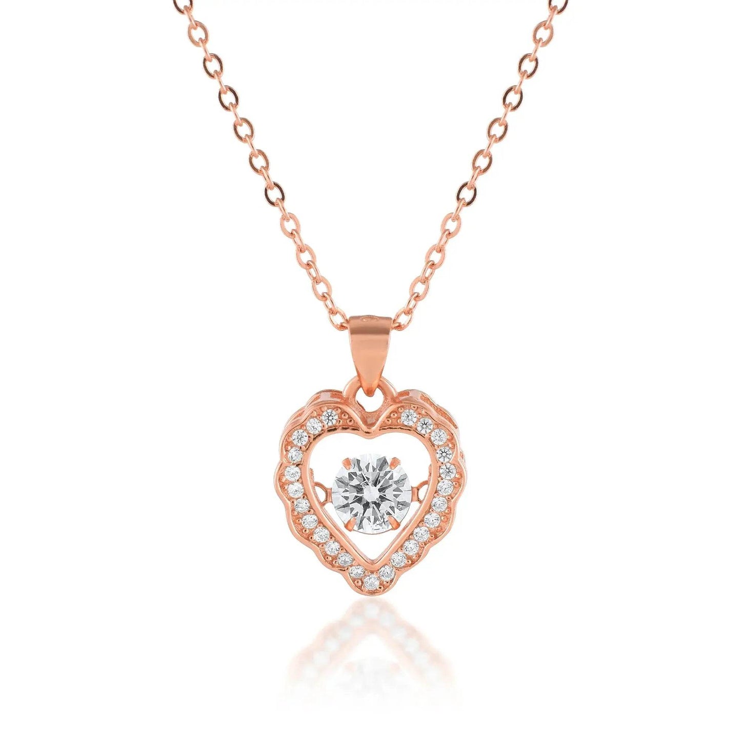 Ariva Silver Dancing Heart Rose Gold Pendant with Link Chain - Ariva 