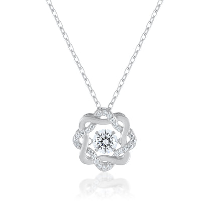 925 Silver Ariva Silver Flower Necklace with Dancing Diamond