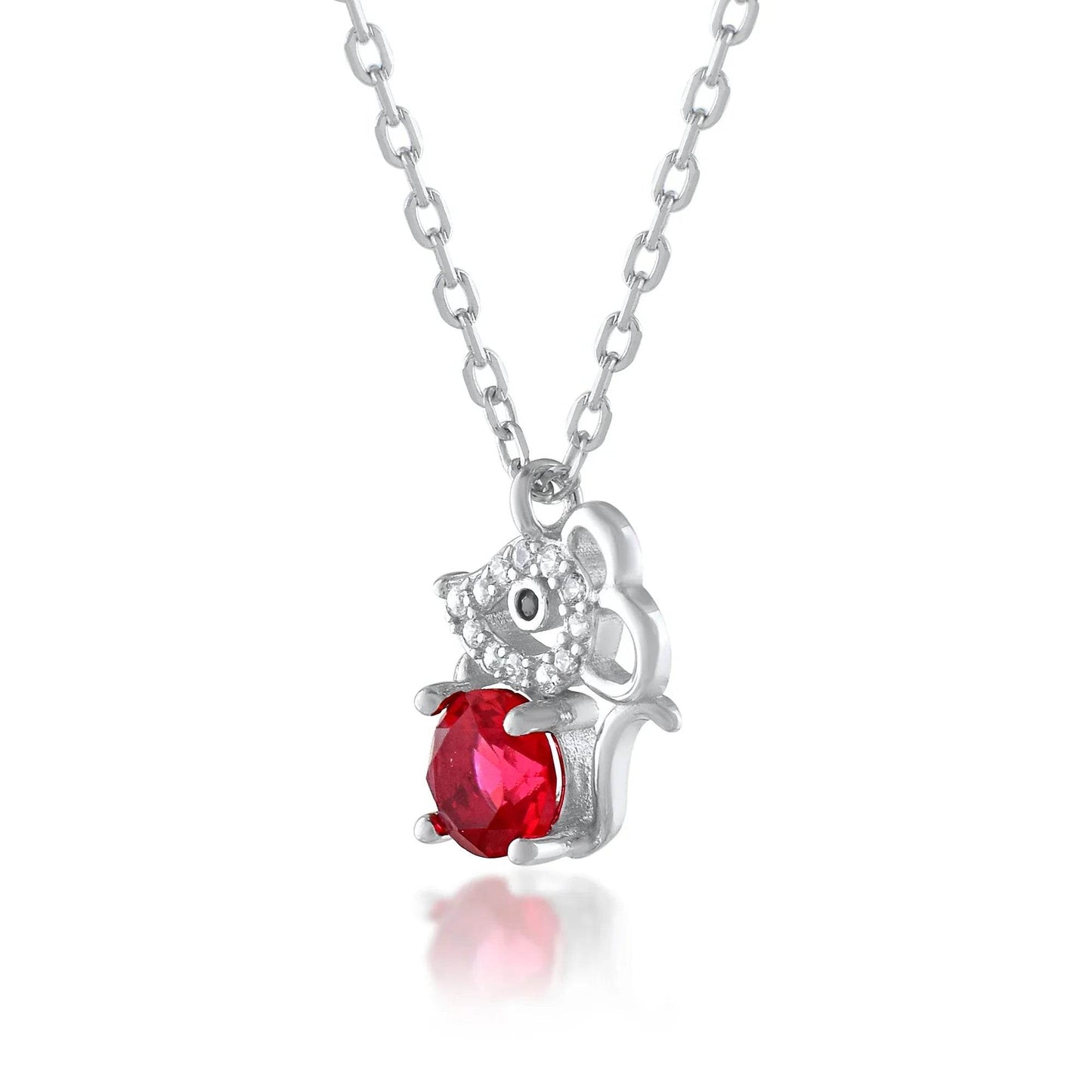 Ariva Silver Red Mouse Pendant with link chain - Ariva 