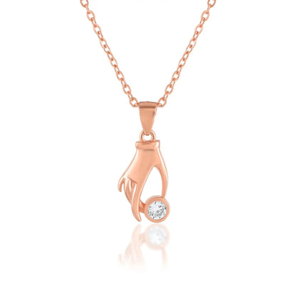 Ariva Silver Rose gold Hand Pendant With Link Chain - Ariva 