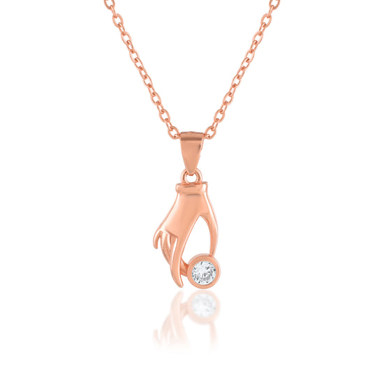 925 Silver Ariva Silver Rose gold Hand Pendant With Link Chain