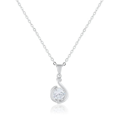Ariva Silver Zircon Pendant with Link Chain - Ariva 
