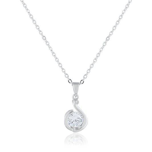 925 Silver Ariva Silver Zircon Pendant with Link Chain