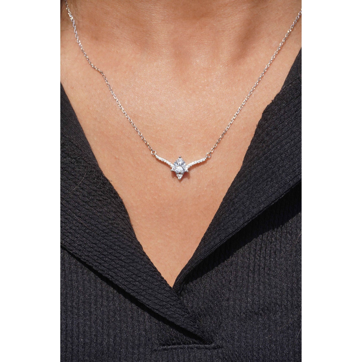 Ariva Silver Zirconia Studded Pendant Set - Ariva 