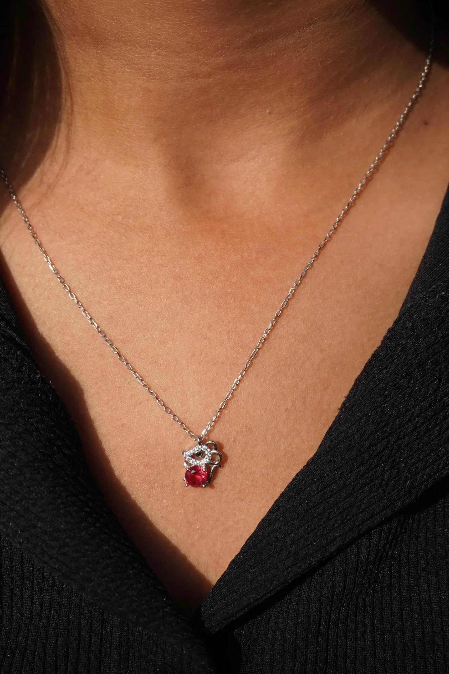 Ariva Silver Red Mouse Pendant with link chain - Ariva 