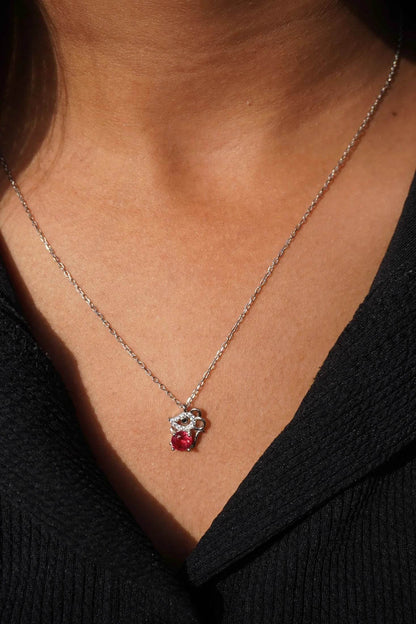 Ariva Silver Red Mouse Pendant with link chain - Ariva 