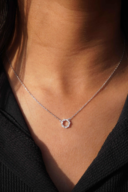 Ariva silver Diamond Circle Necklace - Ariva 