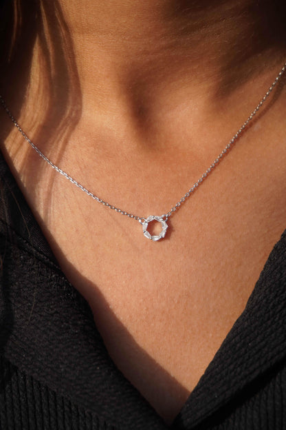 Ariva silver Diamond Circle Necklace - Ariva 