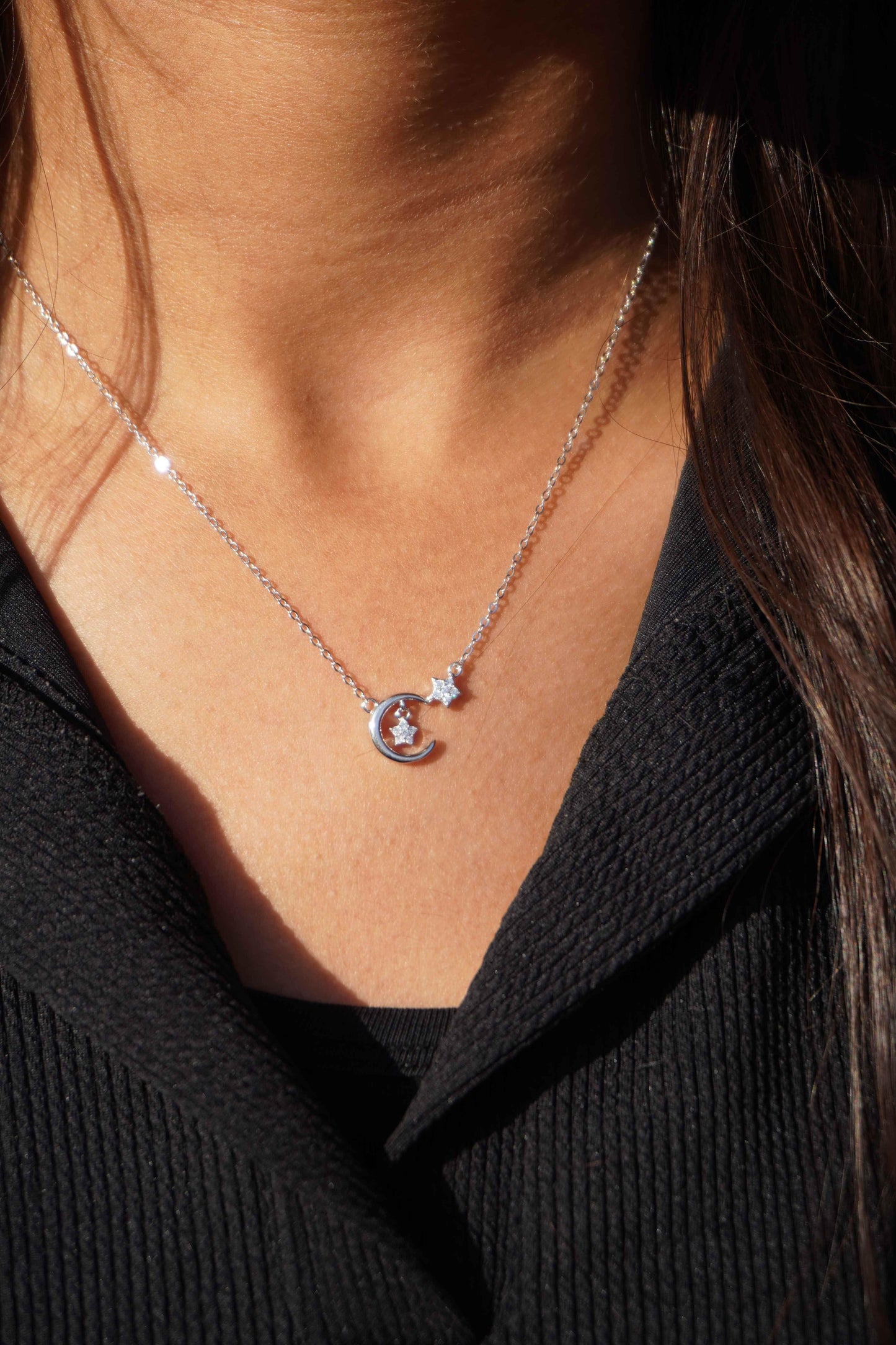 Ariva Silver Moon and Star Necklace - Ariva 