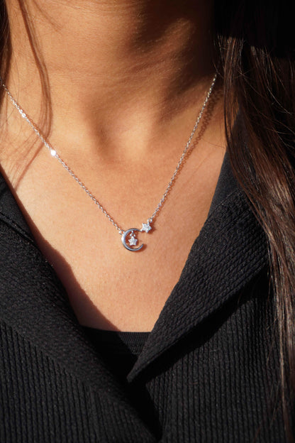 Ariva Silver Moon and Star Necklace - Ariva 