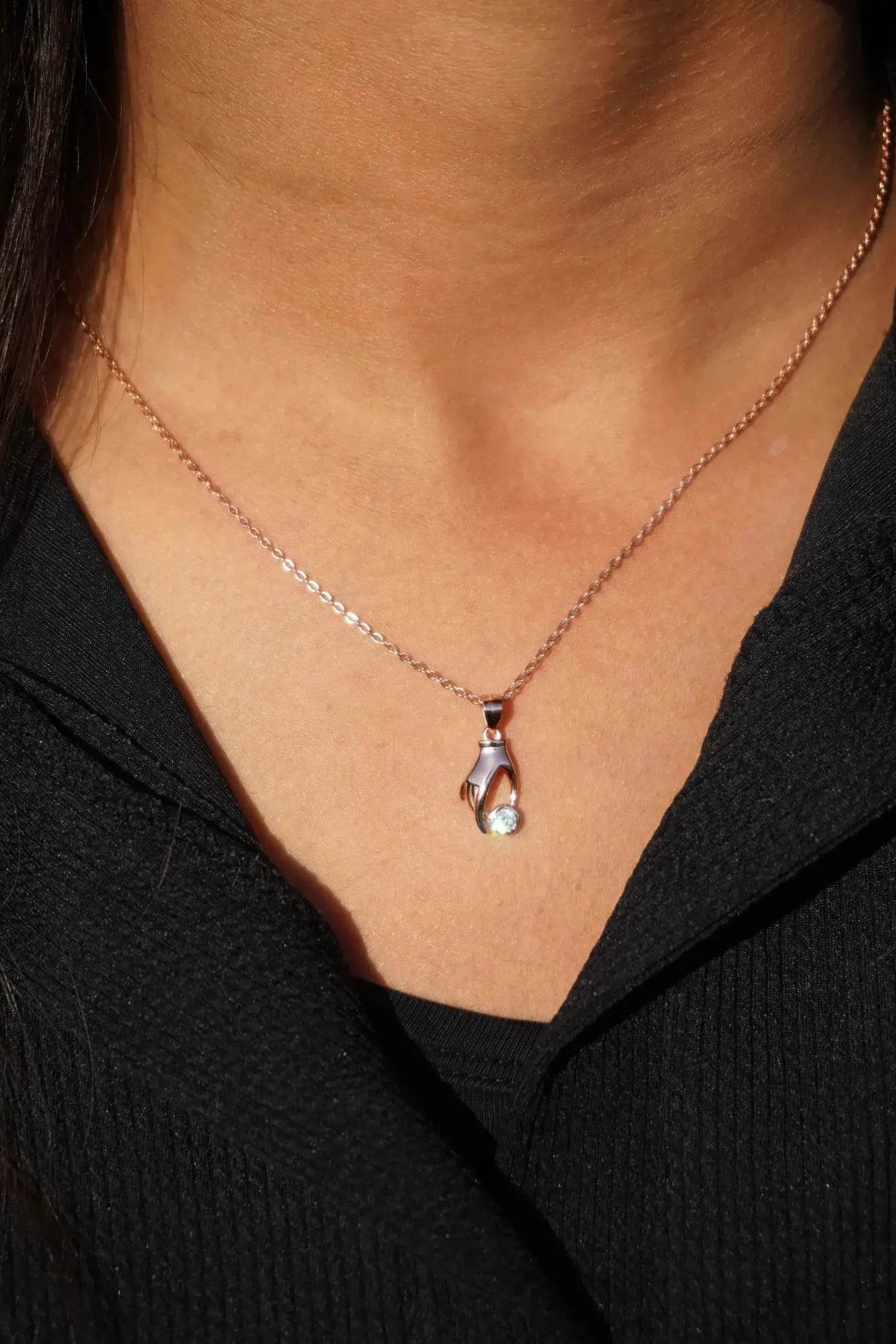 Ariva Silver Rose gold Hand Pendant With Link Chain - Ariva 