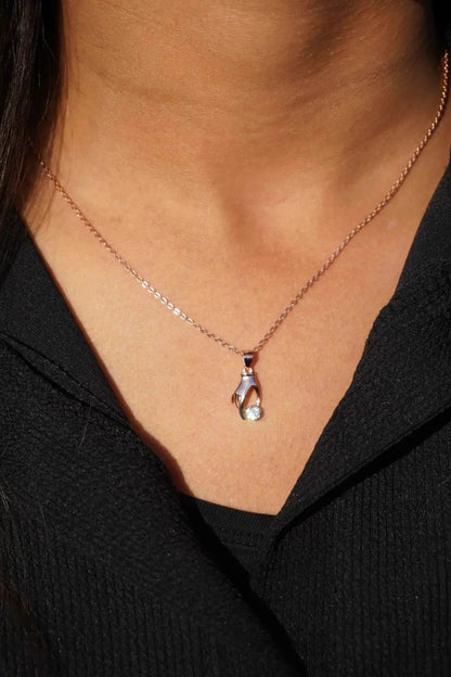 Ariva Silver Rose gold Hand Pendant With Link Chain - Ariva 