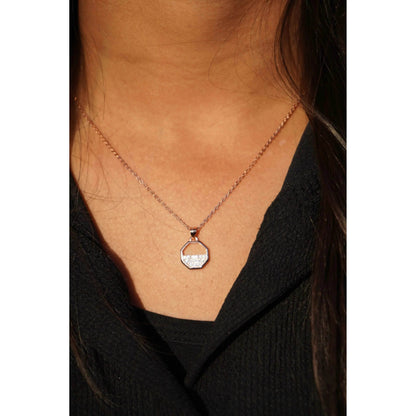 Ariva Silver Rose Gold leaf motifs Pendent with Link Chain - Ariva 