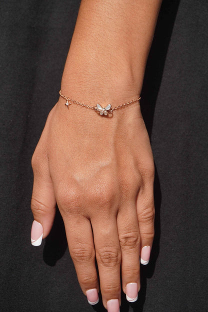 Ariva Silver Rose Gold Butterfly Bracelet - Ariva 