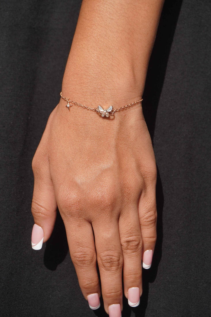 Ariva Silver Rose Gold Butterfly Bracelet - Ariva 