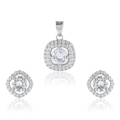 Ariva Silver Cubic Zirconia-Studded Pendant Set - Ariva 